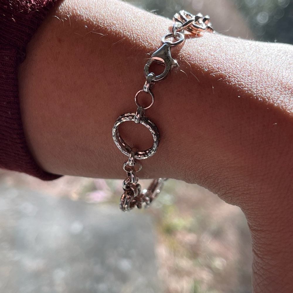 Vintage 1990s Sterling Silver 925 Geometric Bracelet - 7 inches - Picture 7 of 15